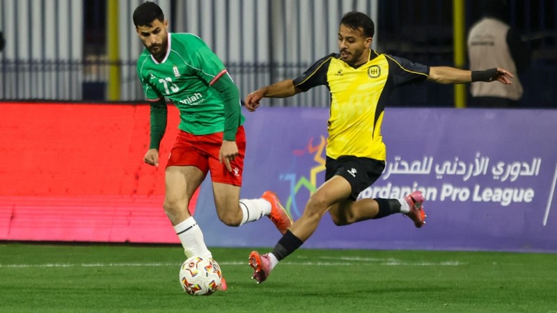 الحسين إربد ينتصر على الوحدات بهدفين دون مقابل ليعتلي صدارة الدوري ب٣٤ نقطة